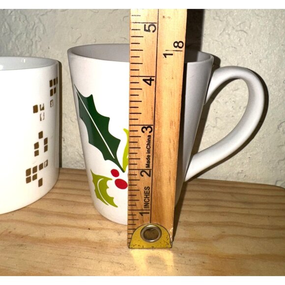 Starbucks Holiday Mugs Set Of 2 White Ceramic 12 Oz & 14 Oz - Picture 8 of 8